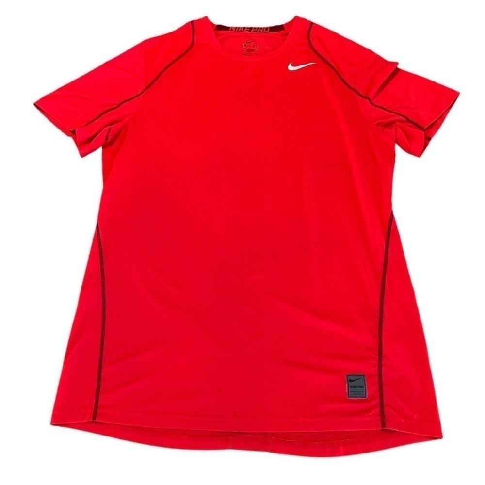 NIKE DRI FIT FITTED ATHLETIC RED SHIRT SIZE LARGE SHORT SLEEVES